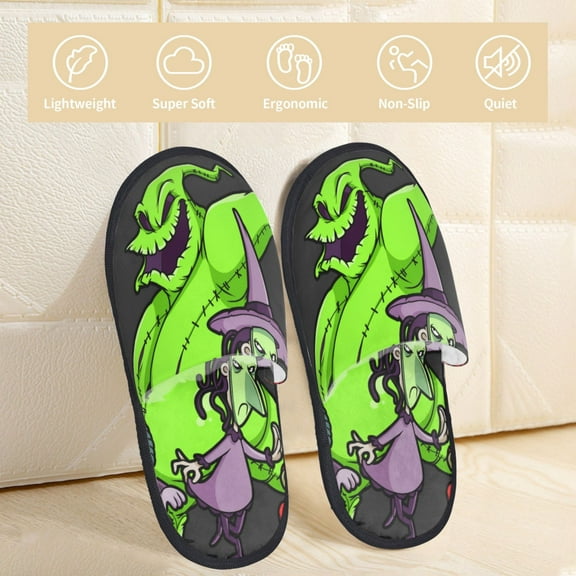 Oogie Boogie Slippers Bedroom Shoes Indoor Furry Warm Stylish Pattern Home Slippers For Women Men Medium