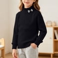 thumbnail image 2 of Wilark Toddler Girls Sweaters Ruffle Mock Neck Casual Long Sleeve Cute Fall Knitted Tops Black 4 T, 2 of 9