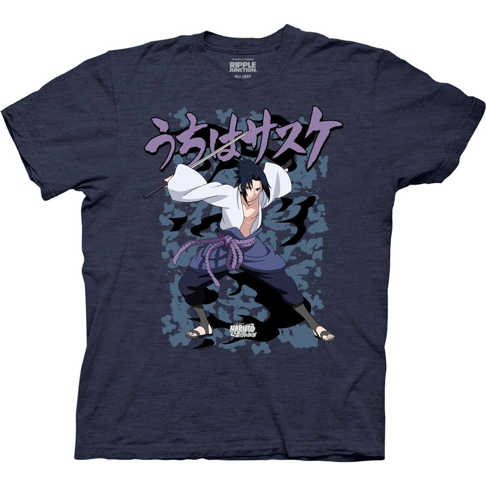 Ripple Junction Naruto Shippuden Sasuke Curse Crew T-Shirt Medium Heather Navy