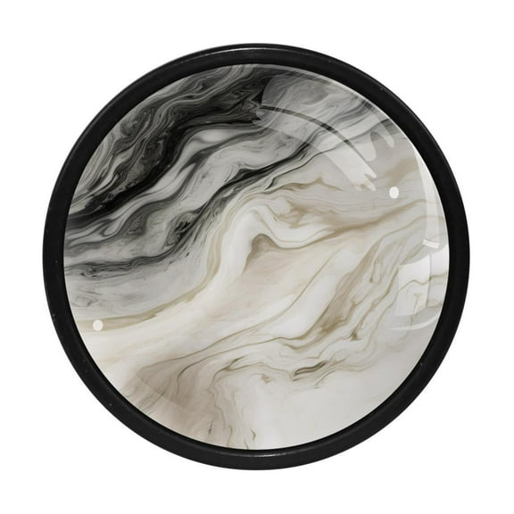 HemaKayy 4 Pack 1.3" Decorative Cabinet Knobs - Premium ABS & Glass, Round Black, Stylish & Durable, Perfect for Kitchen, Bedroom, Home Furniture Decor - Unique Marble Texture