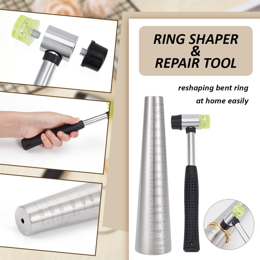 1set Bracelet Mandrel Sizer Set Including Iron Hammer Stainless Steel Round Bracelet Mandrel with Graduated Adjust Bracelet Making Jewelry Making Tool for Jewelry Makers DIY