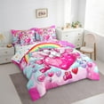 thumbnail image 4 of Homewish Cute Cartoon Unicorn 7-Piece Twin Bedding Sets,3D Loves Bowtie Bedding Comforter Set,Fairy Tale Theme Sheet Sets For Girls Kids,Super Cozy Room Decor Reversible, 4 of 9