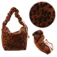 thumbnail image 3 of Bolso Hombro Mujer Felpa Correa Con Cordón Leopardo Asa Superior, 3 of 9