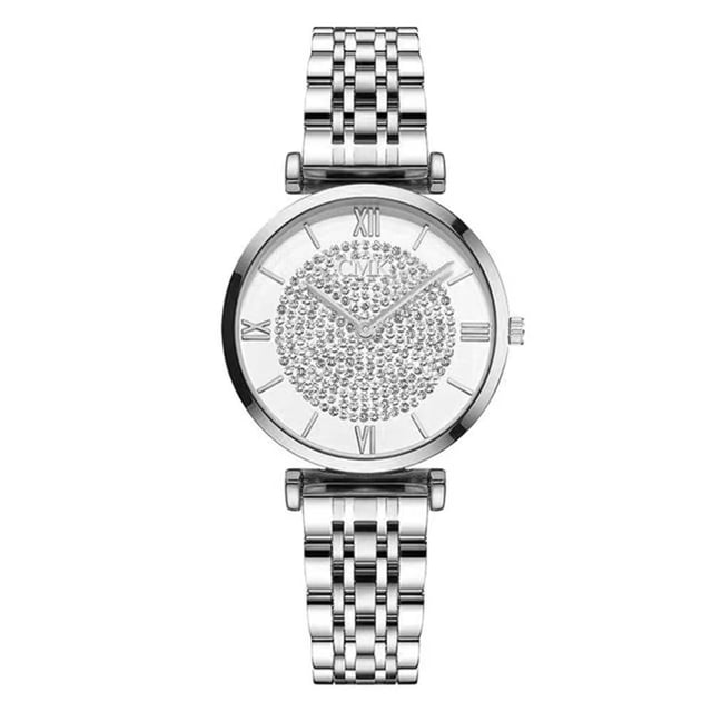 Reloj de pulsera elegante y sencillo de moda para mujer, reloj de pulsera de acero para mujer, reloj de piedra dorada para mujer