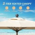 thumbnail image 4 of 4'x6' Rectangle Patio Umbrella with Crank and Tilt - UV Resistant Outdoor Market Umbrella, Beige, Aluminum Frame 6 Reinforced Ribs for Pool Deck Garden, 250g Polyester Fade-Resistant Canopy, 4 of 6