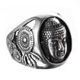 thumbnail image 2 of PAMTIER Unisex Stainless Steel Vintage Domineering Tibetan Buddhist Red Gemstone Sakyamuni Buddha Head Biker Ring Hip Hop Style Silver Size 8, 2 of 6