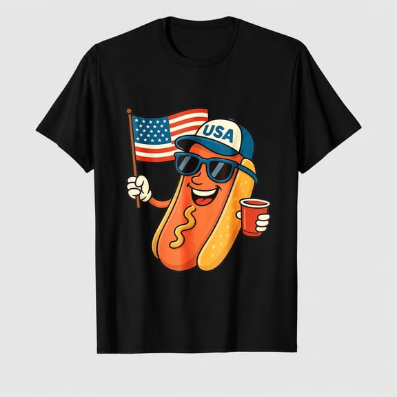 Patriotic Party TeesFunny 4th of July Hot Dog USA Patriotic Independence Day T-Shirt
