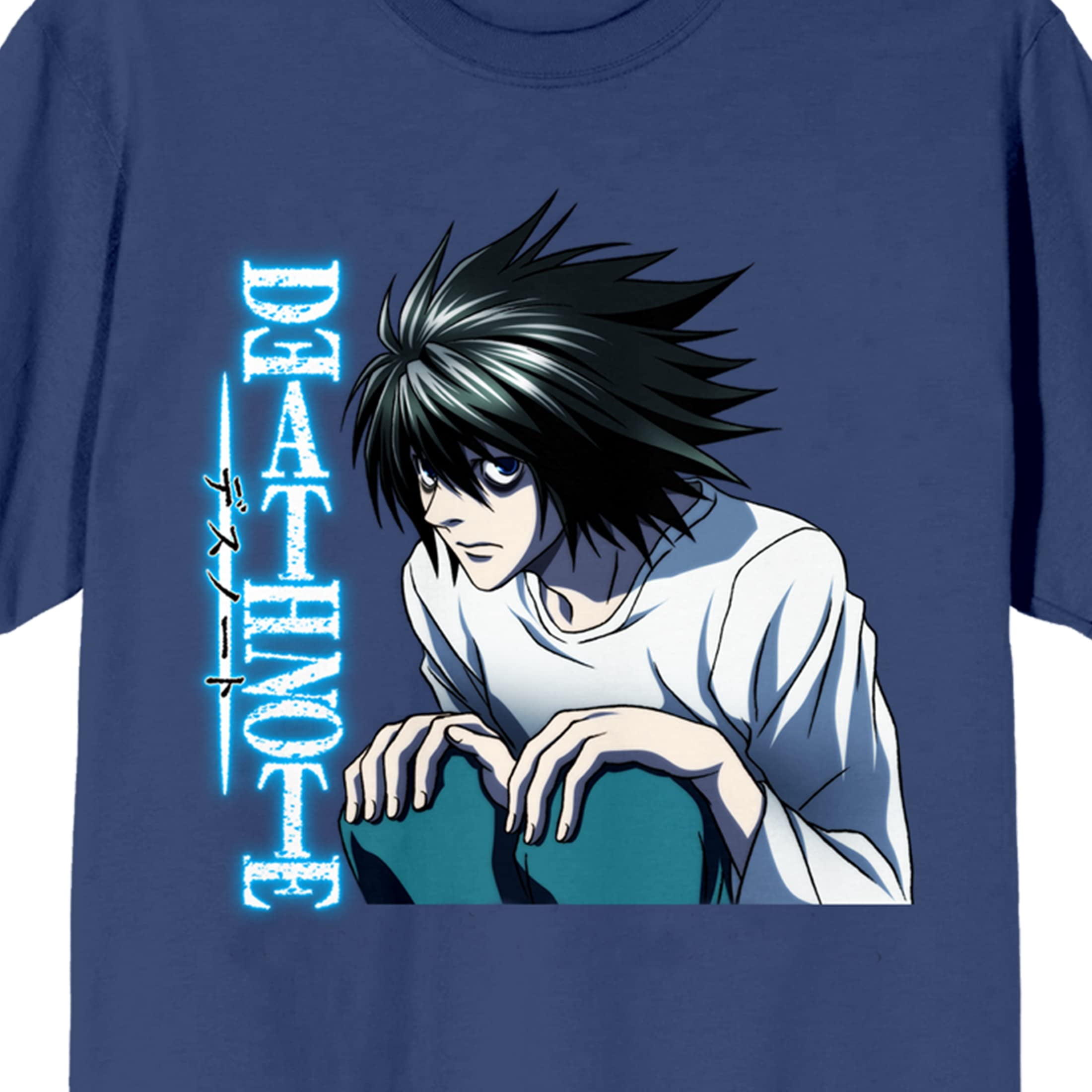 ”DEATH NOTE デスノート　アニメTシャツ　L Death Note L Main Art Crew Neck Short Sleeve Navy Women's T-shirt