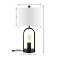 thumbnail image 3 of SAFAVIEH Faust 20 in. 2-Light Modern Black Iron Table Lamp with White Cotton Shade, 3 of 6