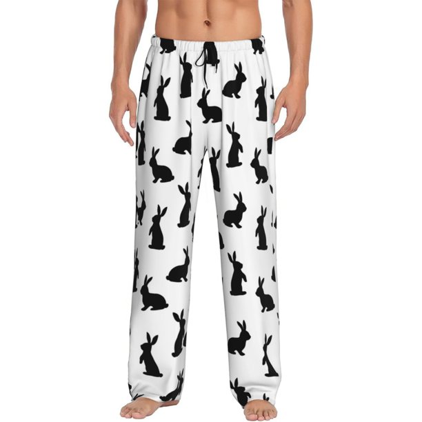 Balery Black Rabbit Pantalones de pijama para hombre, pijama ultraligero, pantalón de descanso-Large