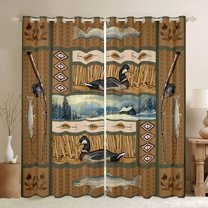jejeloiu Pike Fish Mallard Blackout Curtains Set of 2 (52x84 Each),Fishing And Hunting Window Curtains,Country Farmhouse Lodge Curtains and Drapes For Boys Kids,Luxury Bedroom Decor