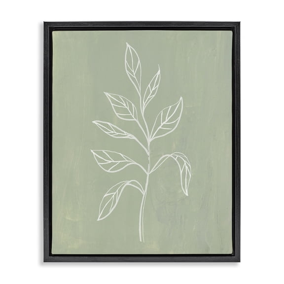 Stupell Industries Modern Drooping Plant Leaves Black Floating Frame Canvas Art, 17 x 21, by Patricia Pinto