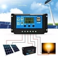 thumbnail image 2 of Cargador solar 30A - 100A PWM Regulador del controlador del panel solar 12V/24V con USB; Cargador solar 30A 10A 20A PWM Cargador solar fotovoltaico doble USB 12V 25V, 2 of 5
