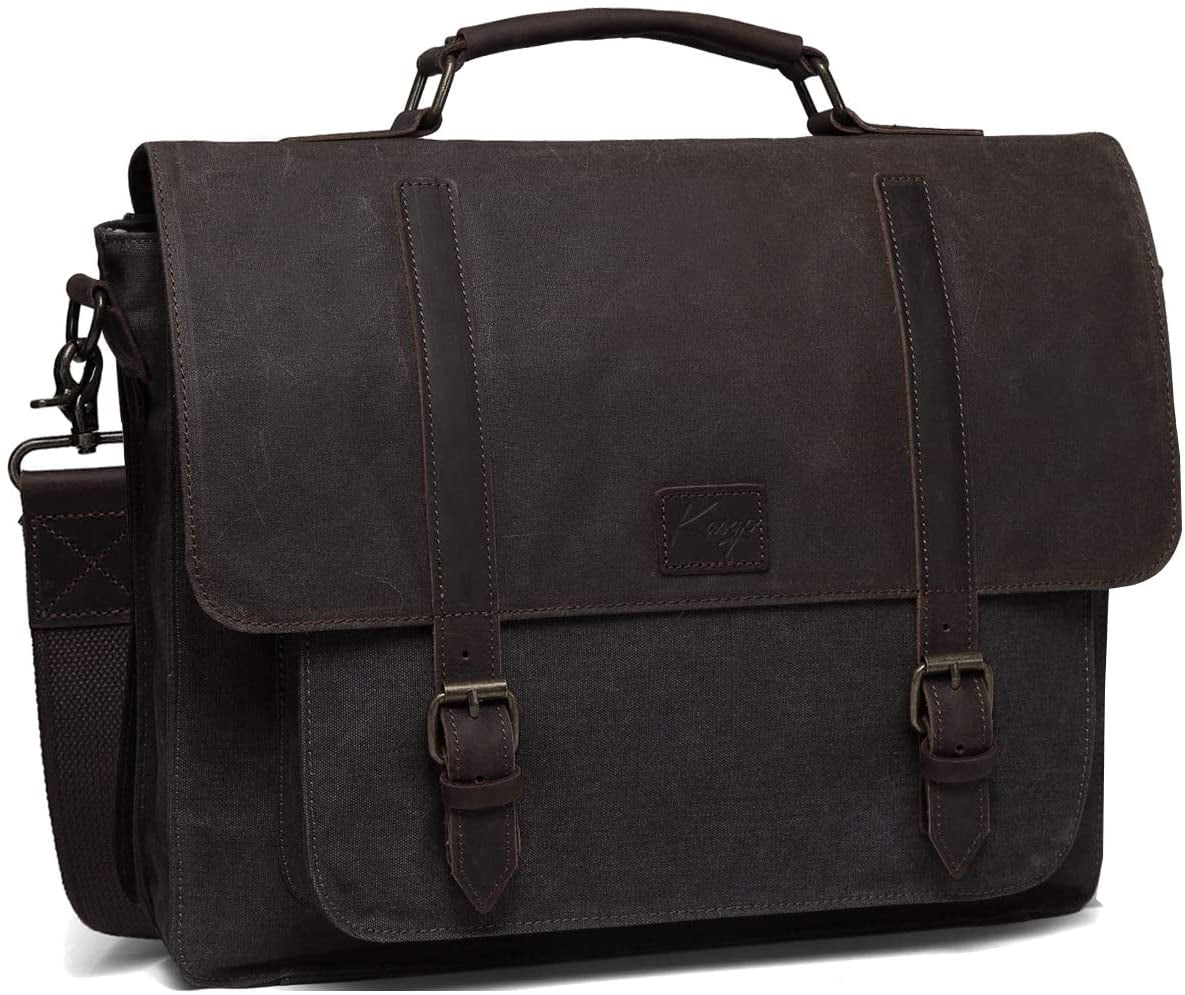 waxed cotton briefcase