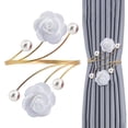 thumbnail image 2 of QIDESHIP White Bleached Red Rose Curtain Rings with Pearls, Metal Party Balloon, a Curtain Ring, Curtain Tiebacks Red Rose with Pearls Curtain Holdbacks Decorative Gold Curtain Tiebacks, 2 of 9