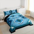 thumbnail image 4 of Homewish Tribal Aztec Adult Bedding Comforter Set, Blue Triangle Abstract Twin Comforter Sets, Western Hippie Bohemian Reversible Bedding Set, Ultra Soft Bedroom Decor, 2 Pieces, 4 of 9