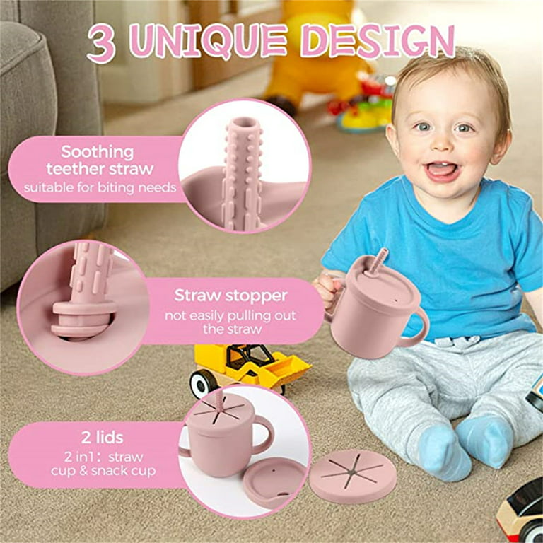 Baby Straw Cups 6 Months+ Baby Silicone Straw Drinking No Spill