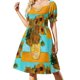 thumbnail image 1 of - Bodegón Jarrón con 12 Girasoles Vestido de Manga Corta elegante y chic vestido de noche vestido de noche mujer, 1 of 7