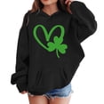 thumbnail image 4 of IWRICH St. Patrick's Day Hoodies for Girls Shamrock Heart Hooded Sweatshirts Gift Crewneck Casual Loose Fit Tops,Size 3-14 Years Black 140, 4 of 4