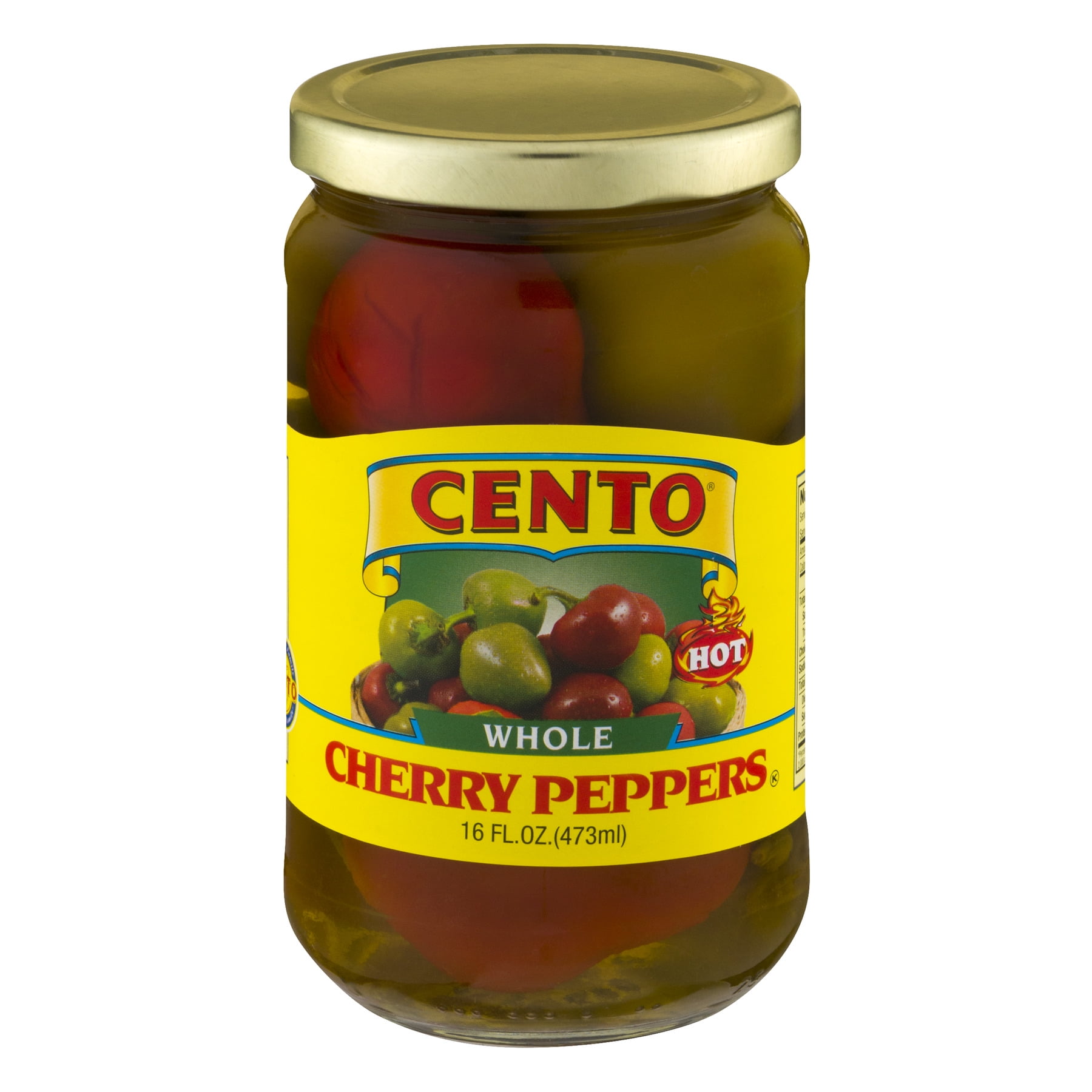 Cento Whole Cherry Peppers Hot, 16.0 FL OZ