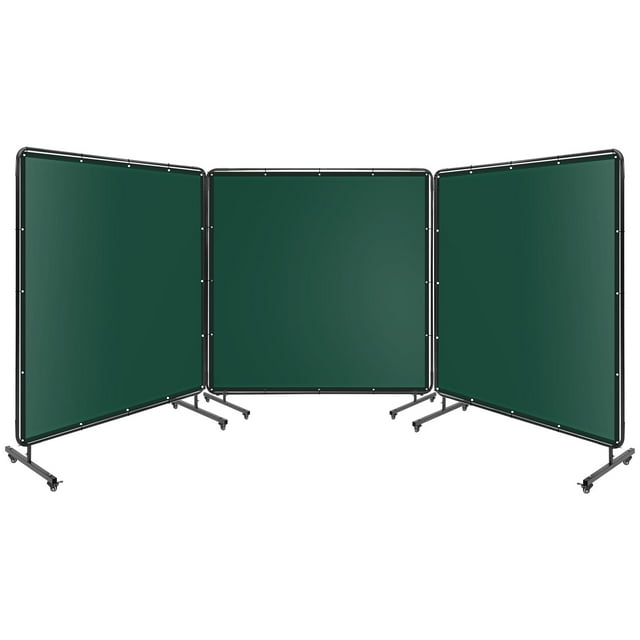 BeesClover Écran de Soudage avec Cadre, Écran de Rideau de Soudage à 3 Panneaux, Rideau en PVC Transparent Résistant aux Flammes, 12 Roues Pivotantes Verrouillables pour Sécurité d'Atelier Mobile et Protection de Soudage