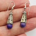 thumbnail image 3 of Sugilite Sterling Silver Drop Earrings | 1 1/2" Long | Purple | 1 Pair |, 3 of 11
