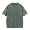 thumbnail image 2 of Mfakffe Men's Cotton T-Shirts Oversized Unisex Short Sleeves Casual Loose Wash Solid Basic Tee Tops(Army Green,2XL), 2 of 5