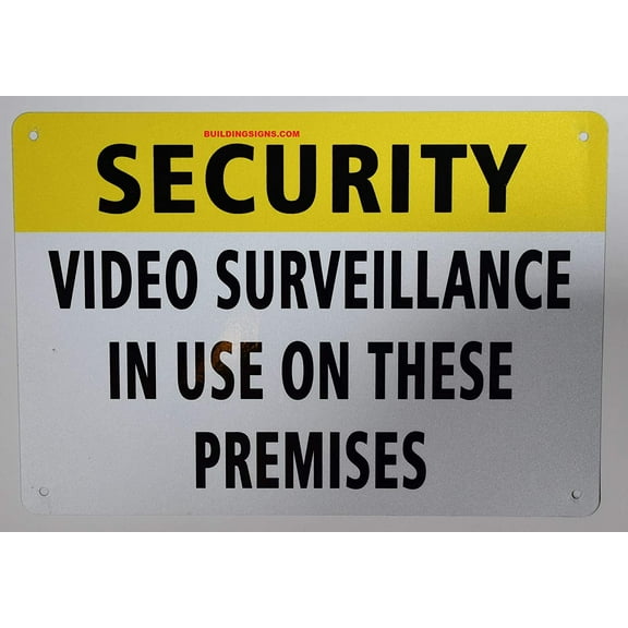 Security Video Surveillance in USE ON These Premises Sign, Engineer Grade Reflective Aluminum Sign (White/Yellow,Aluminum 7X10)(ref-2022-4)