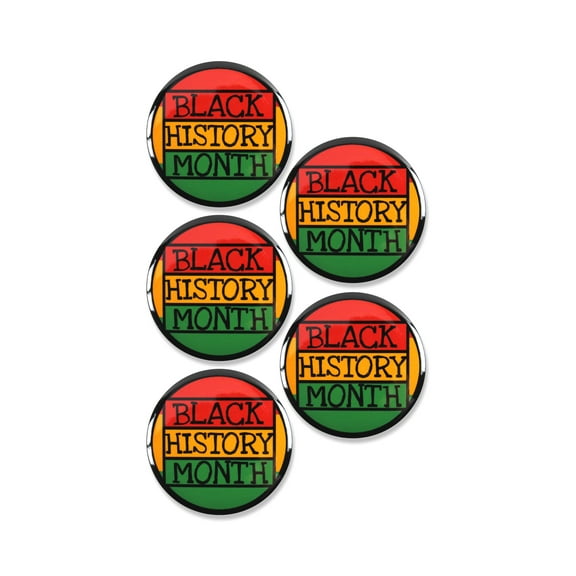 5 Pack - Black History Month Pinback Button Badges - Round 2.25 Inch