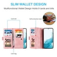 thumbnail image 3 of Wallet Case for Samsung Galaxy S22 Plus (S22+),Dteck Retro 9 Card Holder Slots Zipper Pocket Handbag Case PU Leather Magnetic Closure Kickstand with Wrist Strap TPU Shockproof Flip Case,Rosegold, 3 of 8