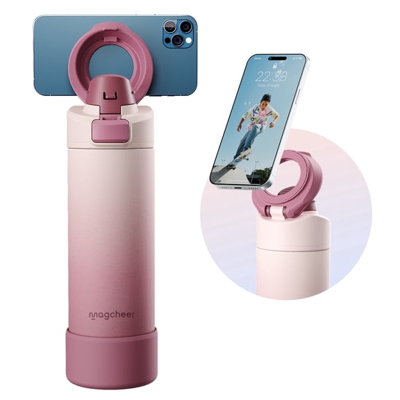 Insulated Magnetic Water Bottle - Reusable Stainless Steel Bottle with MagSafe Compatible Phone Holder
