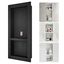 Shower Niche Ready for Tile 16" x 32", Double Shelf Organizer, Square Corners Wall-inserted Niche Recessed, Sealed Protection Modern Soap Storage Niche for Shower Bathroom, Black 2 Layers