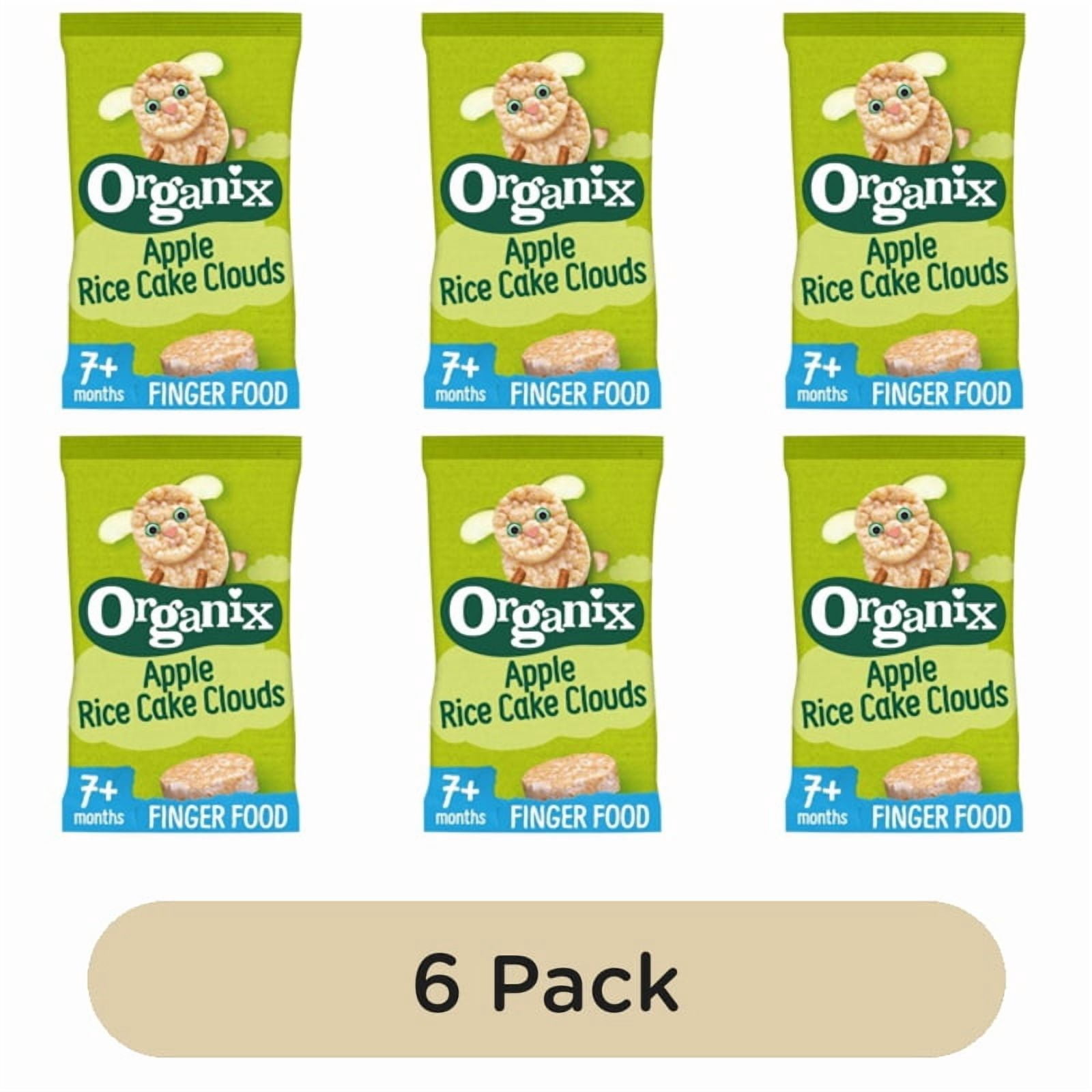 Organix Apple Rice Cake Clouds Organic Baby Snacks 7 months+ 40g, British Import (Pack of 6)