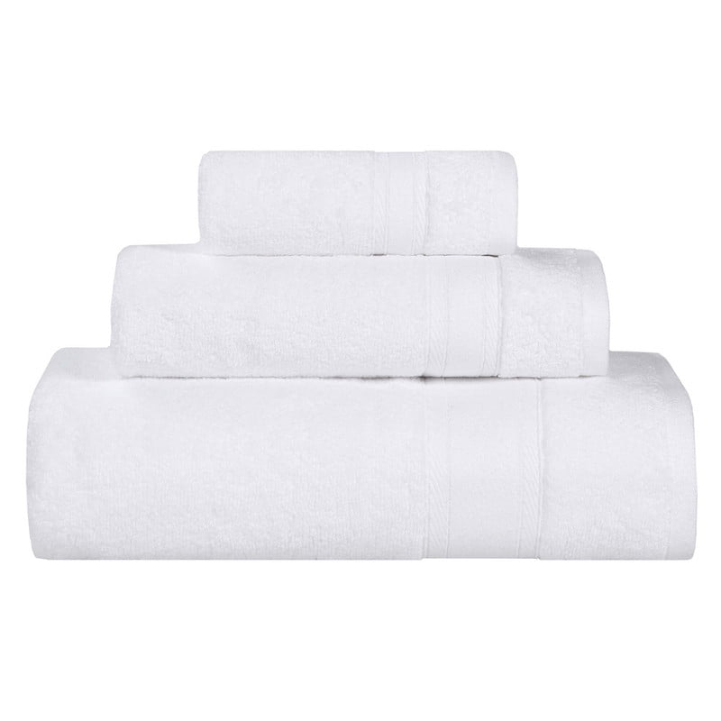 Superior Belmont 3 Piece Zero Twist Towel Set, Ultra Soft Cotton Towels, White