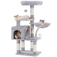 thumbnail image 1 of Cat Tree HCT004SW HCT004SW con percha de felpa acolchada, color gris claro, 1 of 7