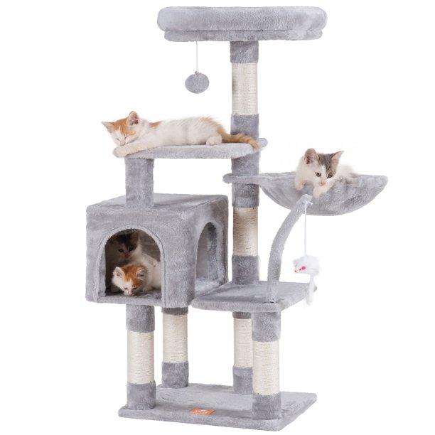 Cat Tree HCT004SW HCT004SW con percha de felpa acolchada, color gris claro