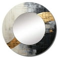 thumbnail image 2 of Designart "Gold Pottery In Gray Minimalism" Abstract Spirals Grey Large Round Mirror - Round Office Mirror Wall Decor - Modern Round Printed Mirror - 29" x 29", 2 of 6