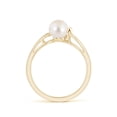 thumbnail image 2 of ANGARA Freshwater Cultured Pearl Wave Shank Ring in 14K Yellow Gold for Women | June Birthstone, Birthday, Anniversary, Jewelry Gift for Women | Pearl Ring, 2 of 9