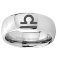 thumbnail image 2 of Tungsten Libra Horoscope 8mm Mirror Gray Polished Dome Men Ring, 2 of 2