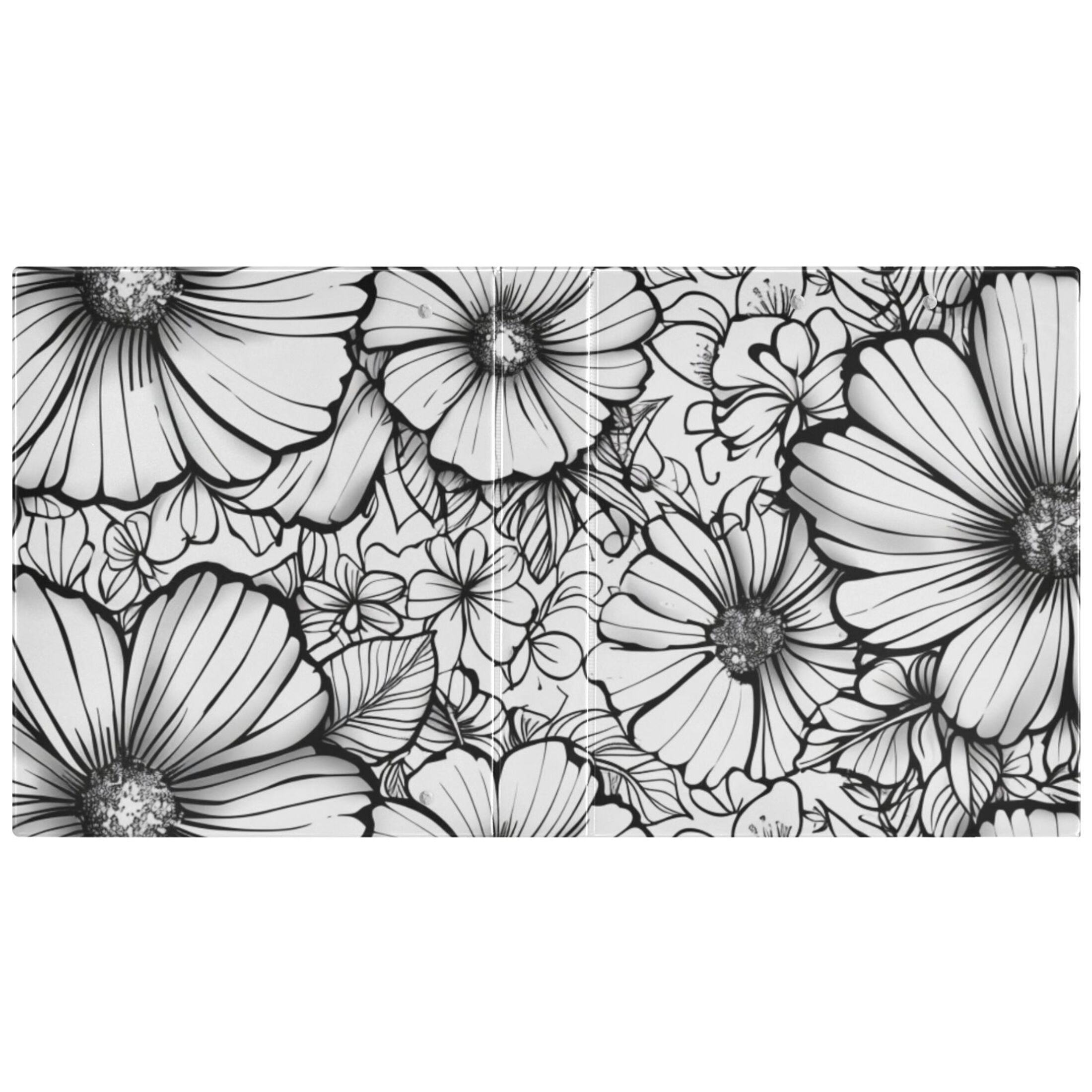 Full Of Flowers 3 Ring Binders 1.5 inch Hardcover File Folders with Interior Pockets A4 Size Organizer for School Office Hospital