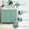 thumbnail image 6 of 36 Inch Modern Bathroom Vanity with USB Charging, Two Doors and Three Drawers Bathroom Storage Vanity Cabinet, Small Bathroom Vanity cabinet with single sink , Green - Faucets Not Included, 6 of 9