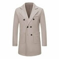 thumbnail image 5 of Mens Trench Coat Slim Fit Double Long Peacoat Color: Khaki Size: XL, 5 of 9
