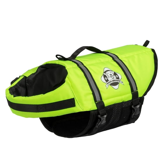 Paws Aboard Dog Life Jacket - Keep Your Canine Safe with a Nylon Life Vest for All Sizes - From XX-Small to X-Large Designer Life Jackets - Perfect for Swimming and Boating - Neon Yellow, X-Small