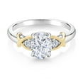 thumbnail image 4 of Gem Stone King 2 Tone 10K Yellow Gold and 925 Sterling Silver Moissanite and Lab Grown Diamond Ring | 1.58 Cttw | Available in Size 5, 6, 7, 8, 9, 4 of 5