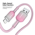 thumbnail image 5 of Powertek Frosty MFi Certified USB-A to Lightning Braided Charging Cable, 6 ft, Pink, 5 of 7