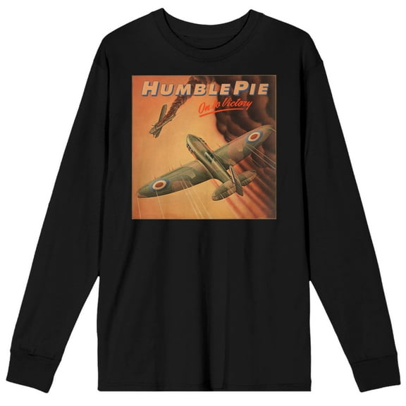 Humble Pie On To Victory Album Cover Adult Black Long Sleeve Crew Neck Tee-Medium