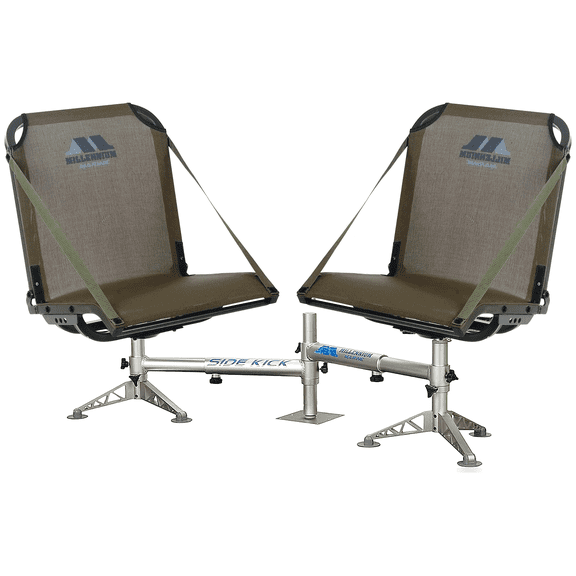 Millennium D200 Sidekick Double Fishing Seat Mount w/ 2 B100 Gray Boat Seats