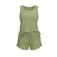 thumbnail image 5 of Stamzod Pajamas Set for Women Sleeveless Sleepwear Summer Shorts Pjs Soft 2 Piece Lounge Sets Army Green M, 5 of 8