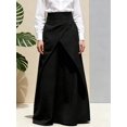 thumbnail image 2 of Women's Black High Waist Asymmetric Bodycon Maxi Skirt A Line Long Skirt, 2 of 3