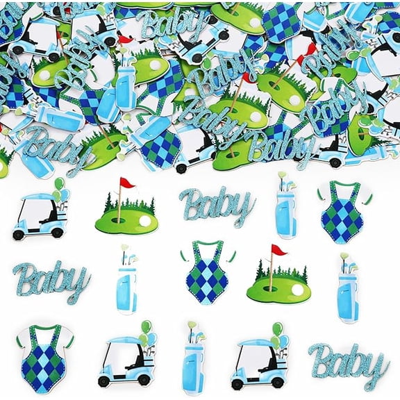 Golf Baby Shower Decorations, 200Pcs Golf Welcome Baby Table Confetti for Baby Shower Gender Reveal Party Supplies